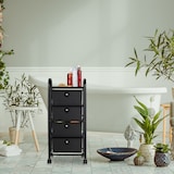 thumbnail of Relaxdays Badrollwagen, 4 Schubladen, Metall & Kunststoff, Rollcontainer Bad, Kosmetik, HBT: 74 x 33 x 39 cm, schwarz