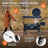 thumbnail of Hauki Bollerwagen XXL Blau-Grau, faltbar mit Dach & Tasche, 360° Räder, Handwagen 120 kg, Transportwagen Kinder, Schiebe-/Ziehbar
