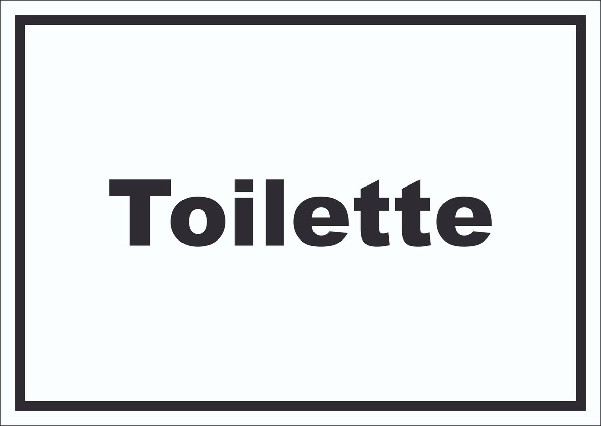Toilette Schild mit Text Klo WC waagerecht A3 Rückseite selbstklebend