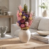 thumbnail of LAYBA Trockenblumenstrauß Bunt mit Jute – Rosa und Bordeaux