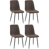 thumbnail of Décoshop26 - Conjunto de 4 cadeiras de jantar com costura decorativa vertical assento em tecido marrom e pés de metal preto 10_0007500