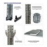 thumbnail of PROREGAL Fachbodenregal PROXIMO Stecksystem | Komplettregal | HxBxT 200x240x32cm | 5 Ebenen | Fachlast 200 kg | Beidseitig nutzbar | Verzinkt