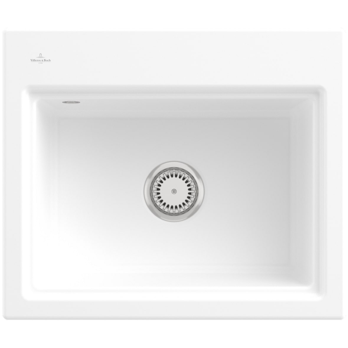 Villeroy&Boch Keramik-Spülbecken mit Handbetätigung, Subway Style 60 S flat Weiß Alpin 580x490mm, inkl. Abtropfgitter