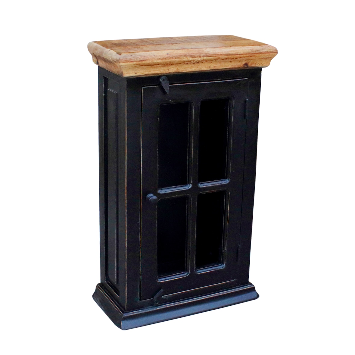 SIT Möbel Armário de parede | 1 porta | Manga + MDF | preto com tampa cor de mel | L 44 x P 20 x A 70 cm | 05802-11 | Serie CORSICA