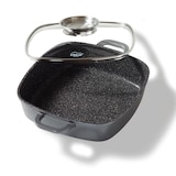 thumbnail of STONELINE® Servierpfanne 28 x 28 cm mit Aroma Glasdeckel, Eckpfanne antihaftbeschichtet, Induktion und backofengeeignet