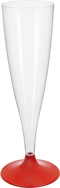 MONOUSO - Mehrweg Sektglas aus PS Fuß Rot 140ml 2-teilig (20 Stück)