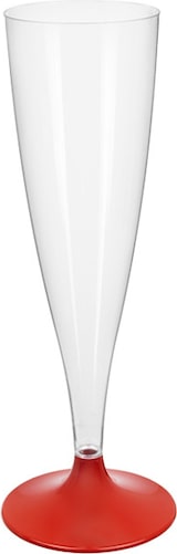 thumbnail of MONOUSO - Mehrweg Sektglas aus PS Fuß Rot 140ml 2-teilig (20 Stück)