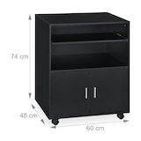 thumbnail of Relaxdays Rollcontainer Büro, mit 2 Fächern & Tastaturauszug, Druckertisch mit Rollen, HxBxT: 74 x 60 x 48 cm, schwarz