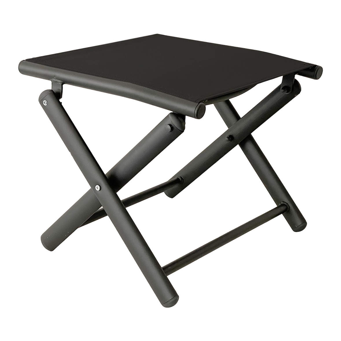 Garten Klapphocker / Fußhocker Metall - Textilen Anthrazit / Schwarz