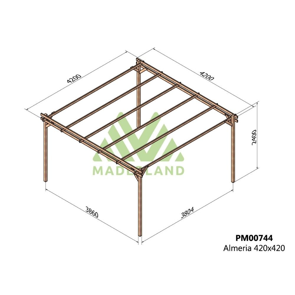 Pérgola de Madera Maciza Almería (Maderland) - Gardeneas
