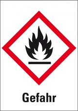 thumbnail of Aufkleber I Gefahrensymbol Flamme GHS 02, Gefahr, Folie, 74x105mm, GHS-Verordnung