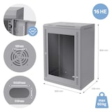 thumbnail of ECD Germany Netzwerkschrank 16 HE Grau, Serverschrank 19 Zoll, Wandmontage 600×850×450 mm, abschließbare Glastür