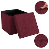 thumbnail of Intirilife Faltbare Sitzhocker 30x30x30 cm in KIRSCH ROT - Sitzwürfel Fußhocker Aufbewahrungsbox mit Stauraum und Deckel aus Stoff mit Mulden