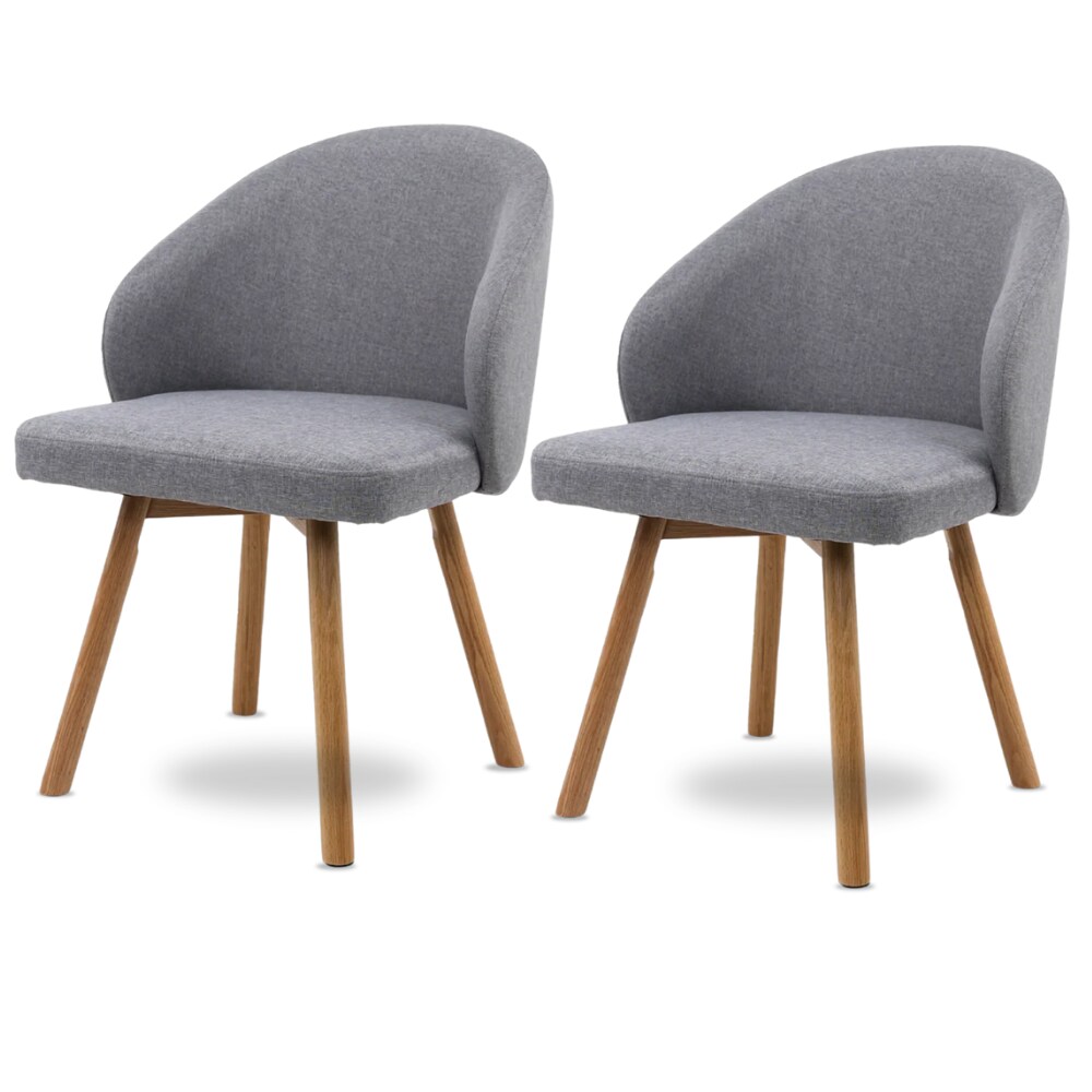 DELUKE® Esszimmerstühle 2er Set ERIK - Stoffbezug, Eichenholz BeineGepolsterte Sitzfläche Skandinavisch Minimalistisch, Stühle Esszimmer Hellgrau