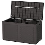 thumbnail of COSTWAY Caixa de jardim com rodas de 380 L, caixa de armazenamento impermeável com tampa, com estrutura de vime