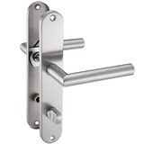 thumbnail of Langschild Drückergarnitur Edelstahl gebürstet EMILIA WC - Badezimmer Türbeschlag für Innentüren