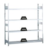 thumbnail of PROREGAL Weitspannregal mit Stahlböden WS 2000 | Grundregal | HxBxT 250x225x60cm | 4 Ebenen | Fachlast 400kg | Verzinkt