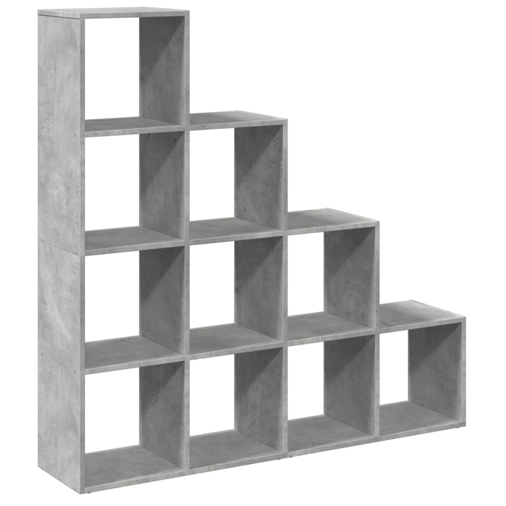 vidaXL Raumteiler-Bücherregal 4 Stufen Betongrau 131,5x29x131,5 cm