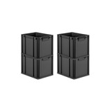 thumbnail of PROREGAL SuperSparSet 4x Eurobox NextGen Grip, HxBxT 32x30x40cm, 30 Liter, Griffe zu, Schwarz, Eurobehälter, Transportbehälter