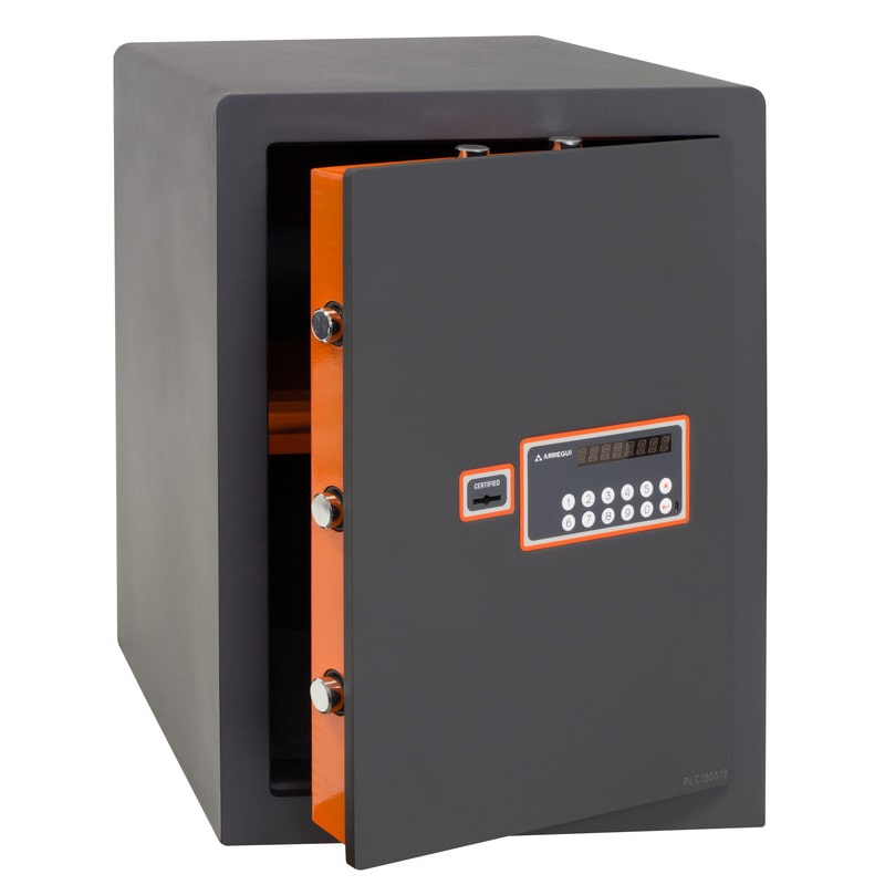 ARREGUI Plus C 180080 Caja fuerte con llave y codigo, Caja de doble seguridad con apertura certificada de llave y teclado, 52 x 38,5 x 36 cm, 57L