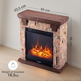 thumbnail of Chimenea eléctrica KAMINIO JUAN: chimenea eléctrica de pie con acabado de piedra, calefacción, efecto de llamas en 3D y mando a distancia - Beige