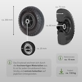 thumbnail of 2x Sackkarrenrad PU-Rad 260x85 mm 3.00-4 60 mm versetze Nabe Ø 20 mm schwarz Vollgummi Bollerwagen