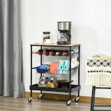 thumbnail of Carro de Cocina con Ruedas Carrito de Servicio Multiuso con Botellero Cesta Extraíble Bandeja y 4 Ganchos para Comedor Salón 60,5x35,5x75 cm