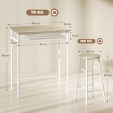 thumbnail of HOMCOM juego de mueble de bar set de mesa alta y 2 taburetes con estante de almacenamiento y marco de metal para cocina comedor 80x50x90 cm