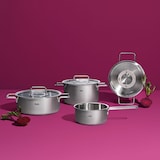 thumbnail of Fissler - Pure Collection - Set 4-teilig (Topf mit Glasdeckel 16 + 20 + 24 cm, Stielkasserolle mit Glasdeckel 20 cm)