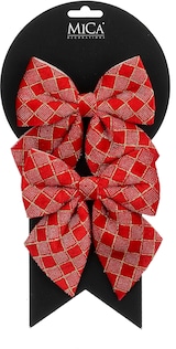 thumbnail of 2 Weihnachtsschleifen 12cm Samtoptik mit  Rautenmuster Geschenkschleifen Weihnachtsschleifen festliche Dekoration Weihnachten Hochzeit Rot Gold