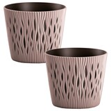 thumbnail of WellHome - Set mit 2 Pflanztöpfen 0,9L Sandy Round Ø12 cm/Stück in Mocca