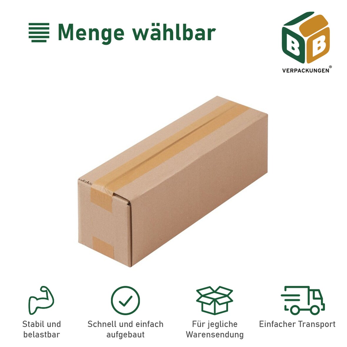 100 x Faltkarton (460 x 220 x 200 mm) Verpackung Versandschachtel Wellpappe Karton Kiste BB-Verpackungen