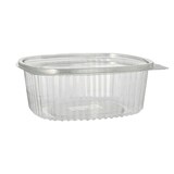 thumbnail of 8 X 50 Feinkost- und Salatschalen mit Klappdeckel, R-PET oval 1000 ml 6,6 cm x 15,8 cm x 18,4 cm klar