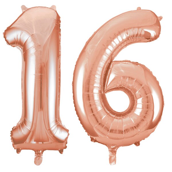 XL Folienballon roségold Zahl 16