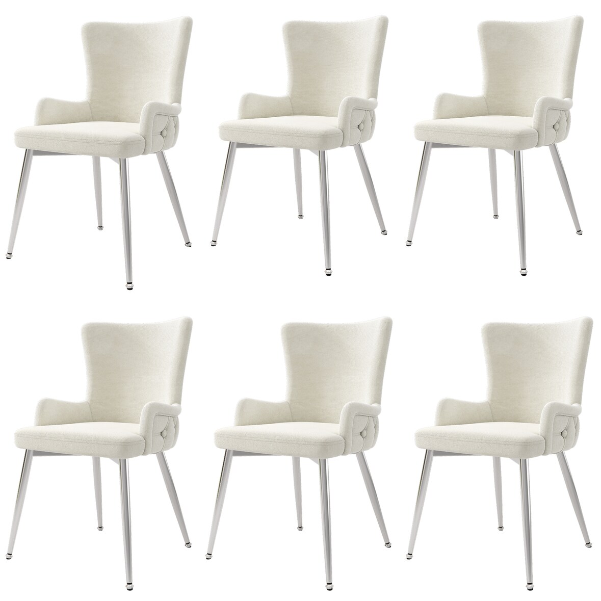 Merax Samt-Esszimmerstuhl(Set, 6 St), 6er-Set, Polsterstühle Küchenstühle luxuriöser Wohnzimmer-Schlafzimmer-Loungesessel , Beige