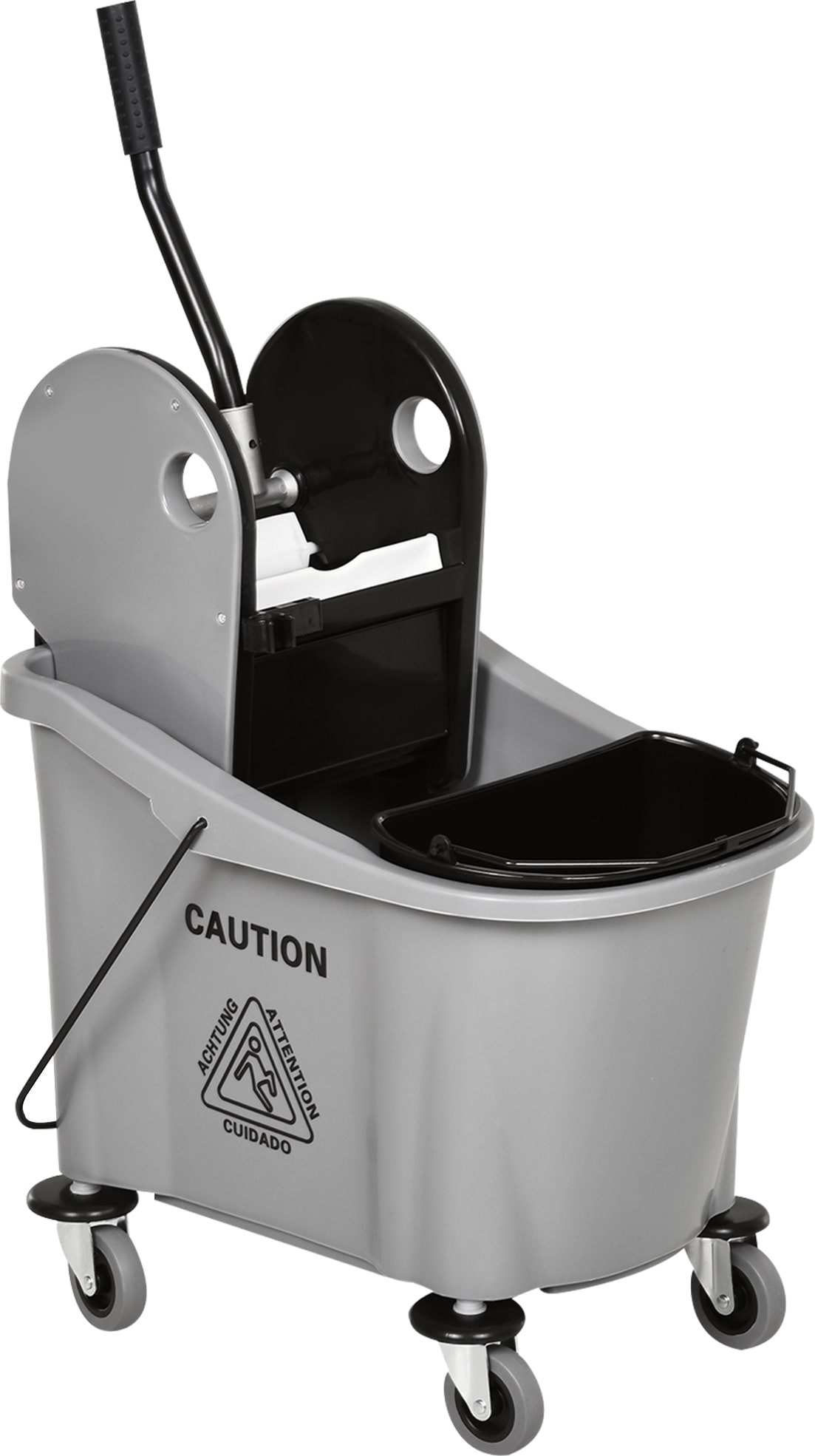 Reinigungswagen Wischwagen 54x41x92 cm 36 Liter mit Auswringvorrichtung Wassertrennung Rollen Halterung für Moppstiel Schwarz