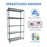 thumbnail of SimonRack Estante metálica, 1800x900x500 mm, 5 níveis, prateleira metálica, 180 kg no ponto de flexão, Antrazit/Galvanizado - Simonclick