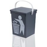 thumbnail of 2x Mülleimer Müllbehälter Abfalleimer Kunststoff Grau 23x19x16 cm Bioabfall Klappdeckel