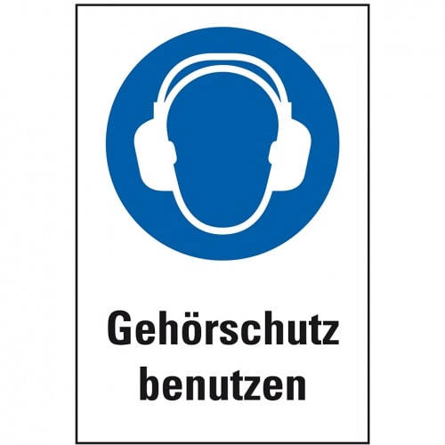 Schild I Gebots-Kombischild Gehörschutz benutzen, Kunststoff, 200x300mm, ASR A1.3, DIN EN ISO 7010 M003