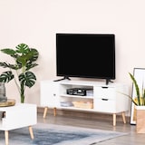 thumbnail of HOMCOM Mueble de TV Mesa de Salón Moderno 120x28x44 cm Gran Almacenaje con Armario Estantes Abiertos y Cajones Carga 30 kg para Dormitorio Sala Blanco