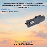 thumbnail of Gigao Toner für Kyocera ECOSYS P2235 Series Tonerkassette Schwarz 3.000 Seiten ersetzt TK-1150, 1T02RV0NL0