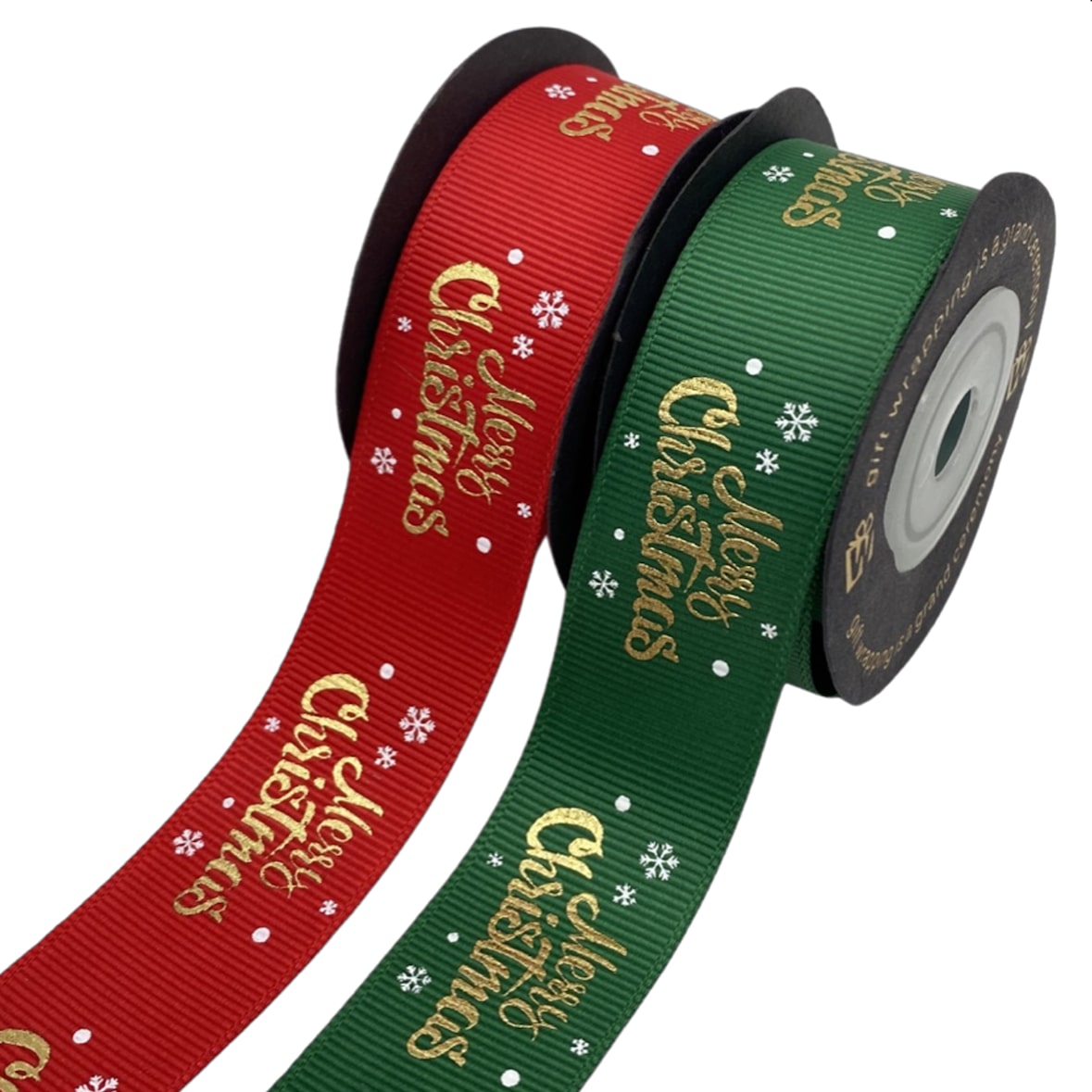 Dayshake Weihnachtsband - 2 Stück - Rot und Grün - 5 Meter - Frohe Weihnachten - Luxuriöses Satinband