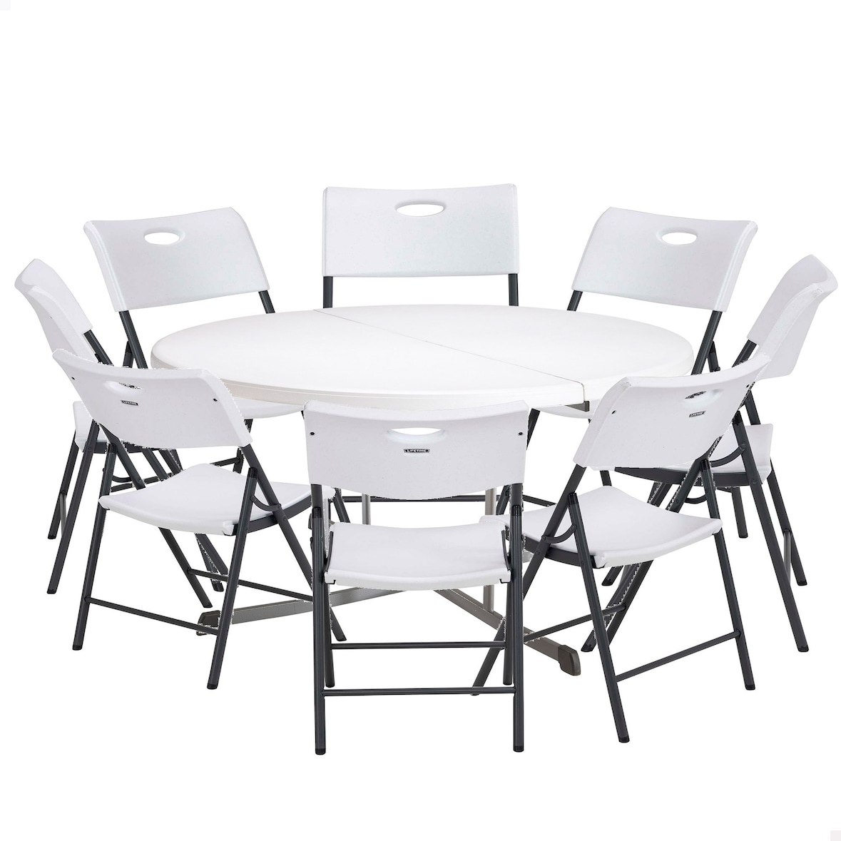 Pack mesa redonda plegable Ø152 cm + 8 sillas plegables blanco Lifetime