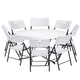 thumbnail of Pack mesa redonda plegable Ø152 cm + 8 sillas plegables blanco Lifetime
