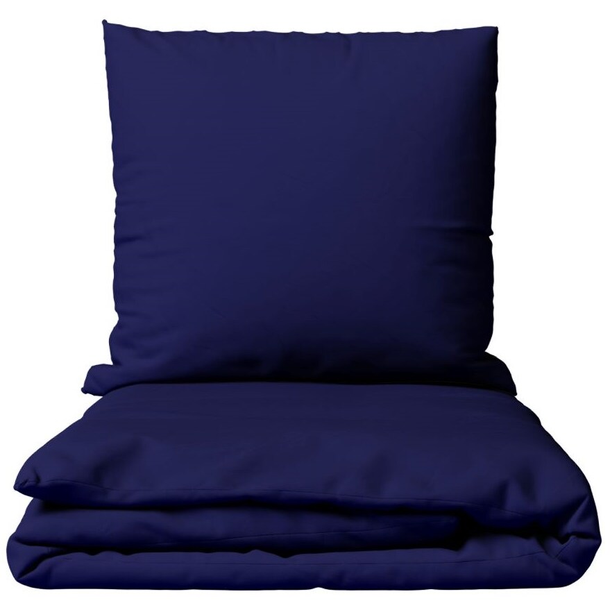 Bettwäsche Baumwolle 155x220 + 80x80 cm Einfarbig Uni Dunkelblau mit Reißverschluss