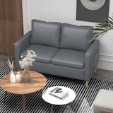 thumbnail of HOMCOM sofá de 2 plazas tapizado en poliéster con 2 bolsillos laterales reposabrazos y patas de madera para dormitorio carga 200 kg 143x76x83 cm