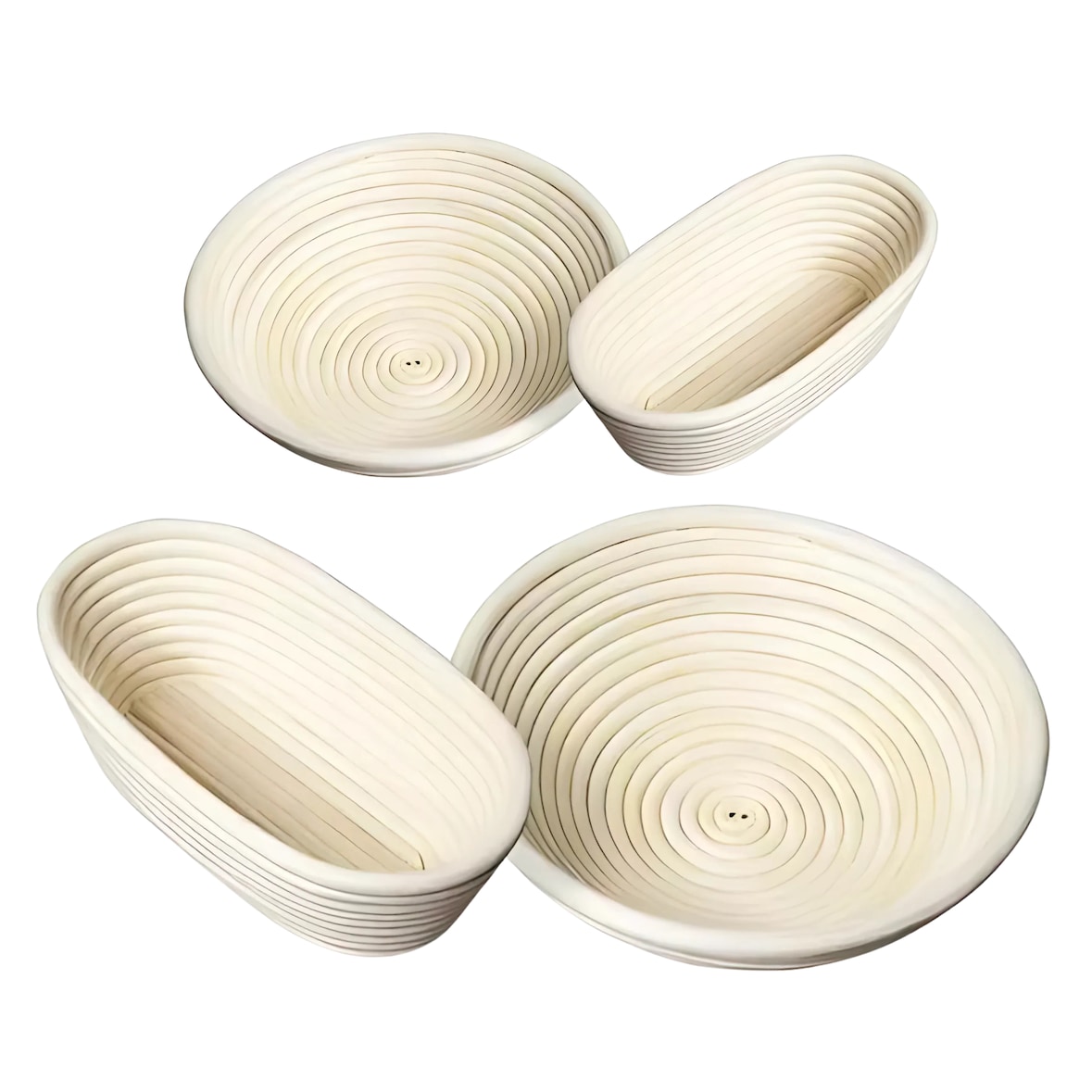 Layba Set Rijsmand Rond en Ovaal (Medium + Groot) – Rattan Banneton