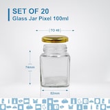 thumbnail of 20x Barattolo in Vetro Quadrato per Spezie da 100ml con Coperchio - Barattoli per Organizzare la Cucina - Spezie, Marmellata, Yogurt