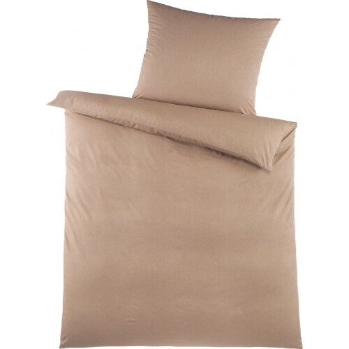 2-tlg. Sommer Bettwäsche 135x200 + 80x80 cm, uni/einfarbig, hellbraun, dezent weiß meliert