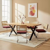 thumbnail of Lot de 2 chaises en acier et velours bordeaux
